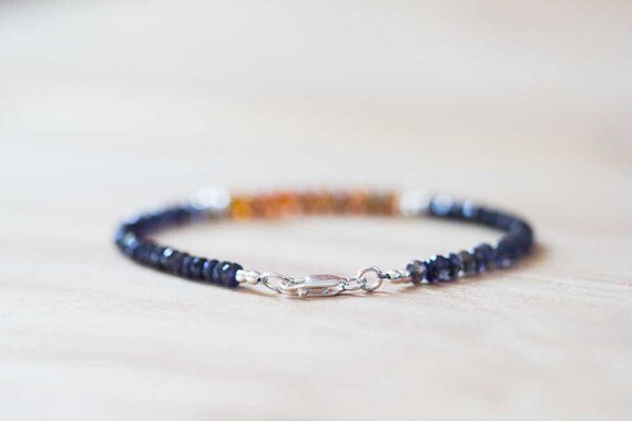 Iolite & Ethiopian Opal Rondelle 3.5mm Faceted beads adjustable stacking bracelet