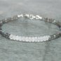 Labradorite & Moonstone Rondelle 3.5mm Faceted beads adjustable stacking bracelet