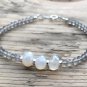 Labradorite & Moonstone Rondelle 3-6mm Faceted beads adjustable stacking bracelet