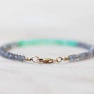 Labradorite & Chrysoprase Rondelle 3mm Faceted beads adjustable stacking bracelet