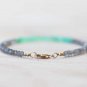 Labradorite & Chrysoprase Rondelle 3mm Faceted beads adjustable stacking bracelet