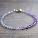 Amethyst & Labradorite Rondelle 3-3.5mm Faceted beads adjustable stacking bracelet