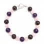 Amethyst, Garnet & Rose Quartz Round 8mm Smooth beads adjustable stacking bracelet