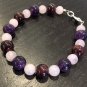 Amethyst, Garnet & Rose Quartz Round 8mm Smooth beads adjustable stacking bracelet