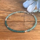 Apatite & Neon Blue Quartz Rondelle 2mm Faceted beads adjustable stacking bracelet