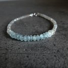 Aquamarine & Labradorite Rondelle 3-5mm Faceted beads adjustable stacking bracelet