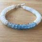 Aquamarine & Mexican Opal Rondelle 5-6mm Smooth beads adjustable stacking bracelet