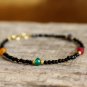 Black Onyx & Multi Gemstone Round 2-4mm Faceted beads adjustable stacking bracelet