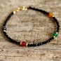 Black Onyx & Multi Gemstone Round 2-4mm Faceted beads adjustable stacking bracelet