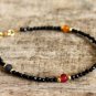 Black Onyx & Multi Gemstone Round 2-4mm Faceted beads adjustable stacking bracelet