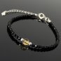 Black Onyx With Golden Rutile Round 4mm Faceted beads adjustable stacking bracelet