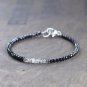 Black Spinel & Rutilated Quartz Mix 3mm Faceted beads adjustable stacking bracelet
