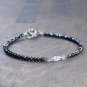 Black Spinel & Rutilated Quartz Mix 3mm Faceted beads adjustable stacking bracelet