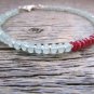 Blue Chalcedony & Ruby Rondelle 3.5-4mm Faceted beads adjustable stacking bracelet