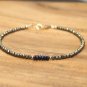 Blue Sapphire & Pyrite Rondelle 3-3.5mm Faceted beads adjustable stacking bracelet