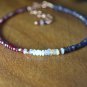 Blue Sapphire, Opal & Ruby Rondelle 3mm Faceted beads adjustable stacking bracelet