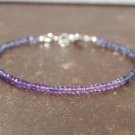 Iolite & Shaded Amethyst Rondelle 3-4mm Faceted beads adjustable stacking bracelet