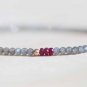 Labradorite & Ruby Round & Rondelle 3mm Faceted beads adjustable stacking bracelet
