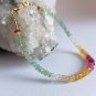 Multi Sapphire & Emerald Rondelle 3-4mm Faceted beads adjustable stacking bracelet