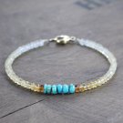 Shaded Citrine & Turquoise Rondelle 3-3.5mm Mix beads adjustable stacking bracelet