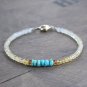 Shaded Citrine & Turquoise Rondelle 3-3.5mm Mix beads adjustable stacking bracelet