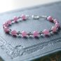 Smoky Quartz & Cherry Quartz Round 2-4mm Smooth beads adjustable stacking bracelet