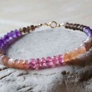 Amethyst & Multi Gemstone Rondelle 3-4mm Faceted beads adjustable stacking bracelet