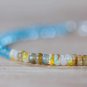 Apatite & Ethiopian Opal Rondelle 3.5-4mm Smooth beads adjustable stacking bracelet