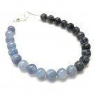 Aquamarine & Snowflake Obsidian Round 8mm Smooth beads adjustable stacking bracelet