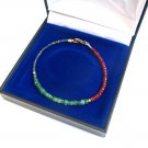 Emerald & Ruby & Sapphire Rondelle 2-3mm Faceted beads adjustable stacking bracelet