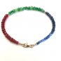 Emerald & Ruby & Sapphire Rondelle 2-3mm Faceted beads adjustable stacking bracelet