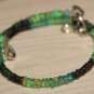 Ethiopian Black Green Opal Rondelle 3-4mm Smooth beads adjustable stacking bracelet