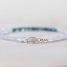 Green Sapphire & Zircon Rondelle 3-3.5mm Faceted beads adjustable stacking bracelet
