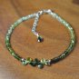 Green Tourmaline Rondelle & Pear 3-5x3mm Faceted beads adjustable stacking bracelet