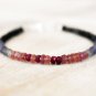 Iolite, Ruby & Tourmaline Rondelle 3-4mm Faceted beads adjustable stacking bracelet