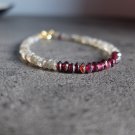 Labradorite & Garnet Button 4mm Faceted & Smooth beads adjustable stacking bracelet