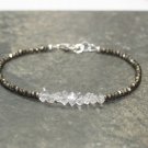 Pyrite & Herkimer Diamond Rondelle 2-4mm Faceted beads adjustable stacking bracelet
