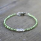 Rainbow Moonstone & Peridot Rondelle 3mm Faceted beads adjustable stacking bracelet