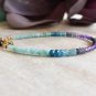 Apatite, Amethyst & Amazonite Round 3-4mm Faceted beads adjustable stacking bracelet