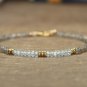 Aquamarine & Labradorite Rondelle 2.5-3mm Faceted beads adjustable stacking bracelet