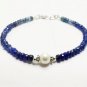 Blue Sapphire With Pearl Rondelle 3.5-8mm Faceted beads adjustable stacking bracelet
