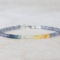 Labradorite & Multi Sapphire Rondelle 3mm Faceted beads adjustable stacking bracelet