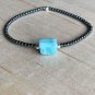 Larimar With Hematite Round & Fancy 2-10mm Smooth beads adjustable stacking bracelet