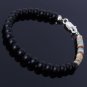 Matte Black Onyx & Opal Round & Tyre 4-6mm Smooth beads adjustable stacking bracelet