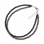 Smoky Quartz & Black Tourmaline Round 2mm Faceted beads adjustable stacking bracelet