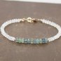 Moss Aquamarine & Moonstone Rondelle 3-4mm Faceted beads adjustable stacking bracelet