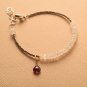 Rainbow Moonstone With Garnet Rondelle 4mm Faceted beads adjustable stacking bracelet
