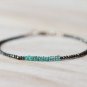 Black Pyrite With Zambian Emerald Mix 2-3mm Faceted beads adjustable stacking bracelet