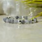 Cloud Quartz, Hematite & Grey Jade Round 6mm Smooth beads adjustable stacking bracelet
