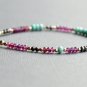 Garnet, Pyrite & Chrysoprase Rondelle 3-4mm Faceted beads adjustable stacking bracelet
